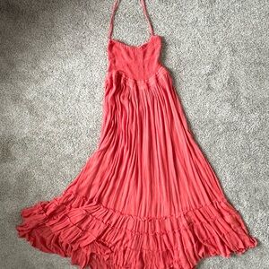 Free People Extratropical Dress; Coral Backless Maxi Dress